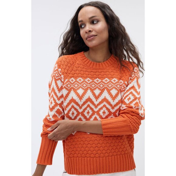 Alp N Rock Selena II Crew Neck Sweater Tangerine Orange Fair Isle Winter Ski XL - Picture 1 of 10